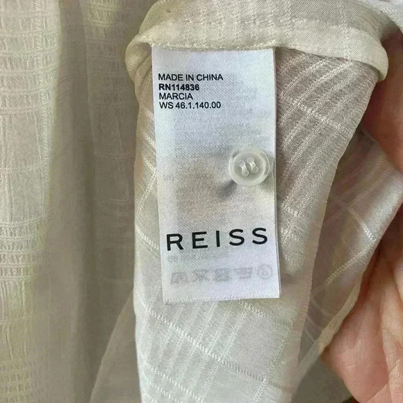 New Reiss Marcia Ladder Sheer Interest White Blouse Size 4 - Picture 10 of 13